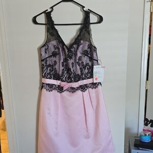 Elegant Pink and Black Lace Wedding Dress